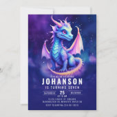 Schattigee Dragon Fantasy Dark Blue verjaardagsfee Kaart (Voorkant)