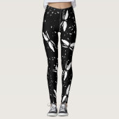 Schattigee Dragon Flies Pattern Design Zwart Leggings (Voorkant)