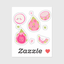 Schattigee Dragon Fruit Illustratie – Kawaii Pitay Sticker