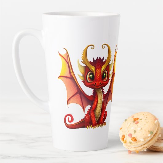 Schattigee Dragon Illustration voor Fantasy Lovers Latte Mok (In situ)