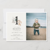 Schattigee Dragon Theme Eerste Verjaardagsfeestfot Kaart (Voorkant)