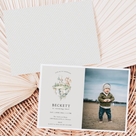 Schattigee Dragon Theme Verjaardagsfeestfoto Kaart