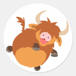 Schattigee Drijvende Cartoon Highland Koe Sticker