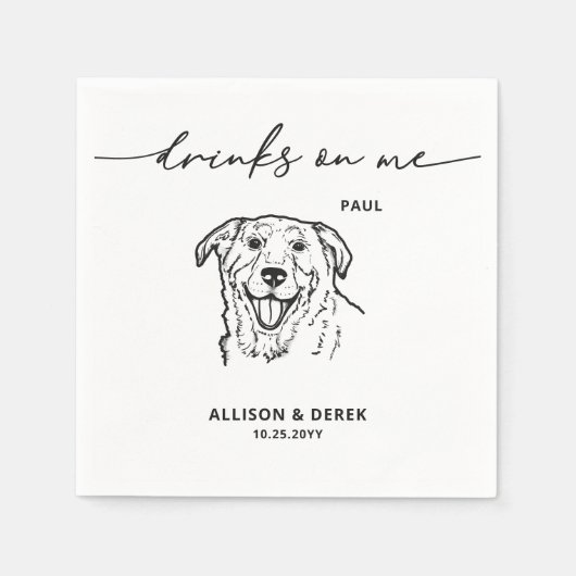 Schattigee Drinken op mij Pet Drawing Dog Sketch B Servet (Voorkant)