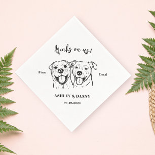 Schattigee Drinken op US Dog Wedding Pet Name Servet