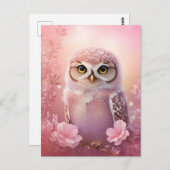 Schattigee dromerige roze grafuil briefkaart (Voorkant / Achterkant)
