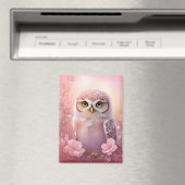 Schattigee dromerige roze grafuil magneet (Insitu (Vaatwasser))