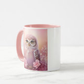 Schattigee dromerige roze grafuil mok (Voorkant links)