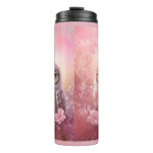 Schattigee dromerige roze grafuil thermosbeker (Voorkant)