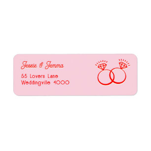 Schattigee dubbele diamanten ring roze & rood adre etiket