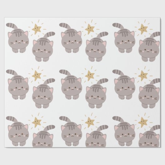 Schattigee dubbele katten cadeaupapier (Vlak)