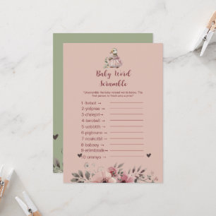 Schattigee Duck Baby Word Scramble   Baby shower s Kaart