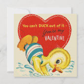 Schattigee  Duck Custom Retro Valentijnsdag Feestdagenkaart (Voorkant)