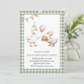 Schattigee Duck Green Gingham Verjaardag Kaart (Staand voorkant)