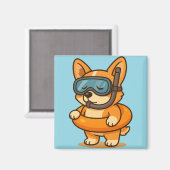 Schattigee duiken Corgi magneten | Leuke keuken de (Voorkant / Achterkant)