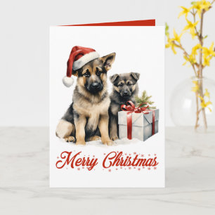 Schattigee Duitse Herder Puppy Dog Vrolijk Kerstfe Kaart