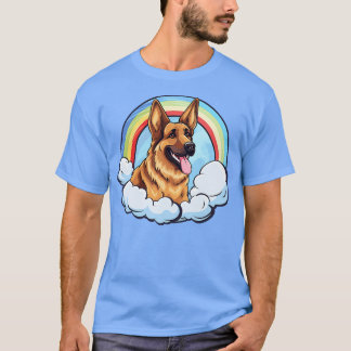 Schattigee Duitse Herder Rainbow Cloud Kawaii Dog  T-shirt