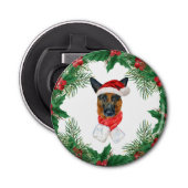 Schattigee Duitse herdershond Christmas Pine takke Button Flesopener (Voorkant)