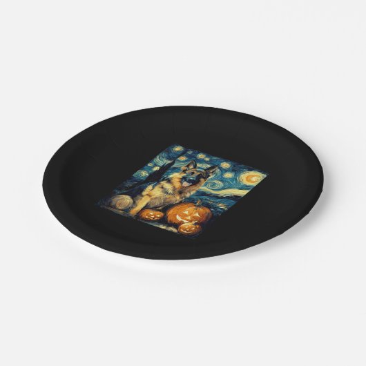 Schattigee Duitse herdershond Halloween Jack O Lan Papieren Bordje (Gekanteld)