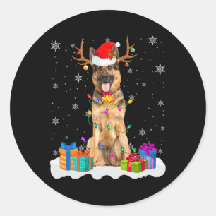 Schattigee Duitse herdershond Kerstverlichting San Ronde Sticker
