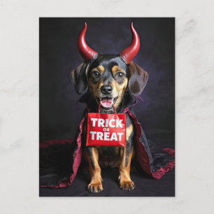 Schattigee Duivelshond Puppy Type Trick or treat H Feestdagenkaart