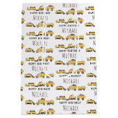 Schattigee Dump Trucks Bouwwagens Aangepaste naam Medium Cadeauzakje (Achterkant)