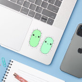 Schattigee E. coli bacterie - kawaii microbe carto Sticker (Laptop met iPhone)