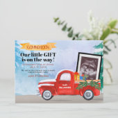 Schattigee Echografie Foto Rode Kerstmisvrachtwage Aankondiging (Staand voorkant)