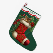 Schattigee eekhoorn gluren grote kerstsok (Voorkant (Hangend))