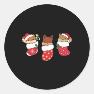 Schattigee eekhoorn in kerstsok voor Kerstmis Ronde Sticker