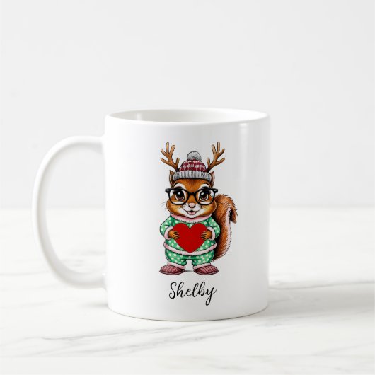 Schattigee Eekhoorn Kerst Custom Holiday Mok (Links)