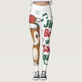 Schattigee eekhoorn met kerstmuts en hoofdtelefoon leggings