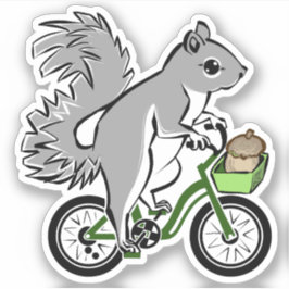 Schattigee eekhoorn op de fiets sticker
