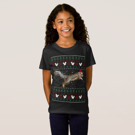 Schattigee Eekhoorn Santa's Pet Lelijke Kersttrui T-shirt (Voorkant volledig)