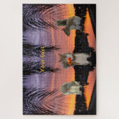 Schattigee eekhoorns bij zonsondergang legpuzzel (Verticaal)