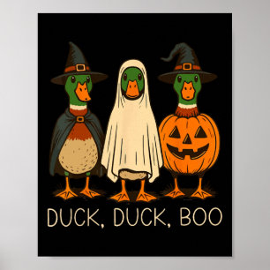 Schattigee eend eend boe grappige spookachtige gan poster