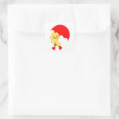 Schattigee eend met paraplu vierkante sticker (Tas)