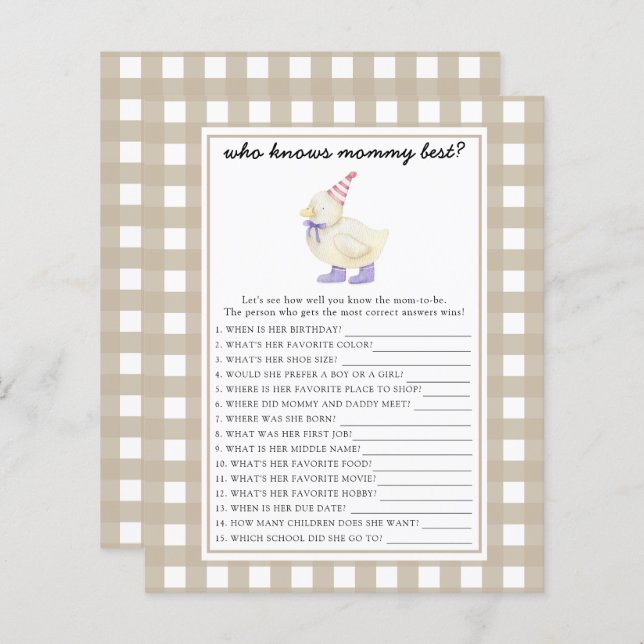 Schattigee eend - Wie kent mama het beste (Voorkant / Achterkant)