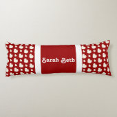 Schattigee eenden, karmozijnrood en wit, jouw naam lichaamskussen (Achterkant)