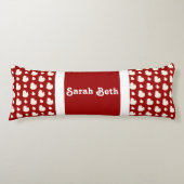 Schattigee eenden, karmozijnrood en wit, jouw naam lichaamskussen (Voorkant)