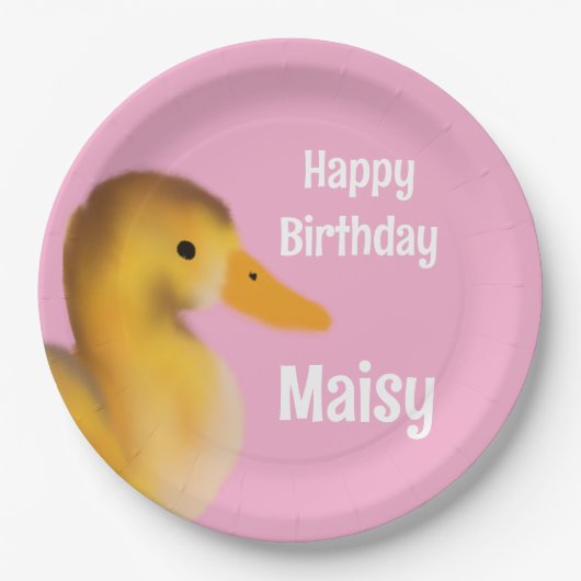 Schattigee eendenverjaardag papieren bordje (Voorkant)