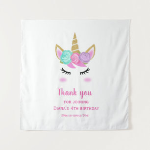 Schattigee eenhoorn 4e verjaardag meisje dank u ba wandkleed
