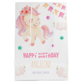 Schattigee Eenhoorn Bunting Flag Meisje Verjaardag Medium Cadeauzakje (Achterkant)