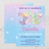 Schattigee Eenhoorn Dinosaurus Regenboog Donut Ver Kaart (Voorkant / Achterkant)