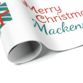 Schattigee Eenhoorn en Fairy Custom Name Merry Chr Cadeaupapier (Rol Hoek)