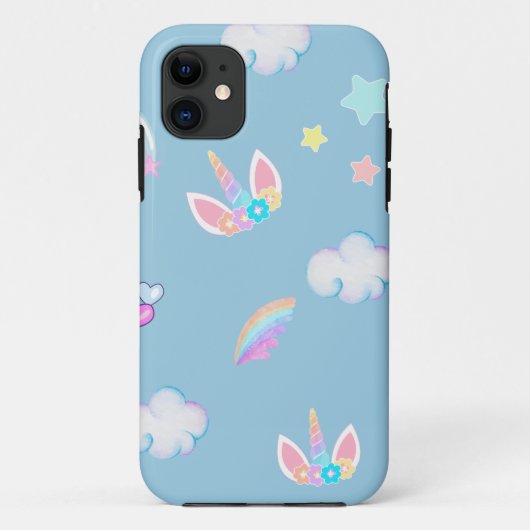 Schattigee Eenhoorn gezicht regenboog gradiënt ver Case-Mate iPhone Case (Achterkant)