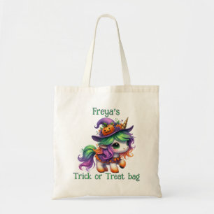 Schattigee Eenhoorn Halloween Trick or treat Canva Tote Bag