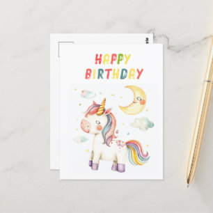 Schattigee Eenhoorn I Kleurrijke Happy Birthday Briefkaart