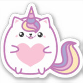 Schattigee Eenhoorn Kat hart Sticker (Voorkant)