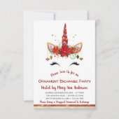 Schattigee Eenhoorn Kerst Ornament Exchange Party Kaart (Voorkant)